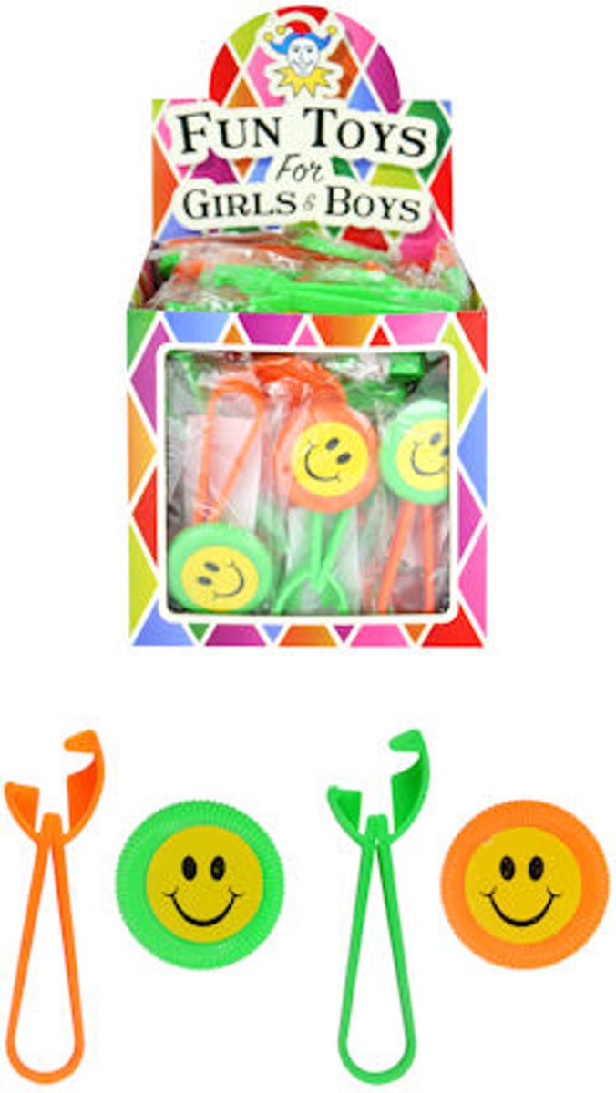 48 Stuks | Vrolijke Smiley Schijven Schieters in Traktatiebox (Uitdeelcadeautjes)